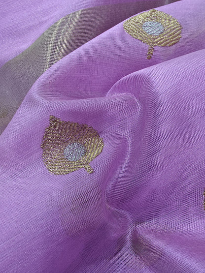 Exquisite Purple Chanderi Handloom Pure Silk Sona Roopa Saree - Luxurion World