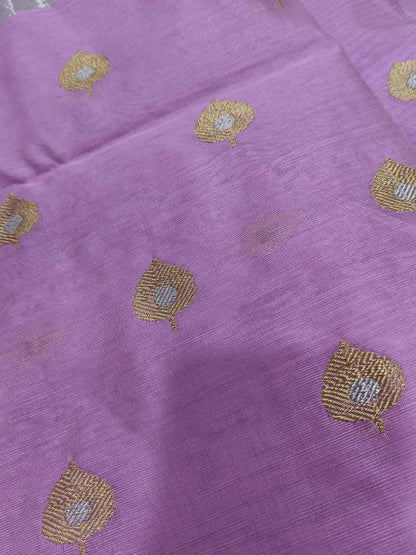 Exquisite Purple Chanderi Handloom Pure Silk Sona Roopa Saree - Luxurion World
