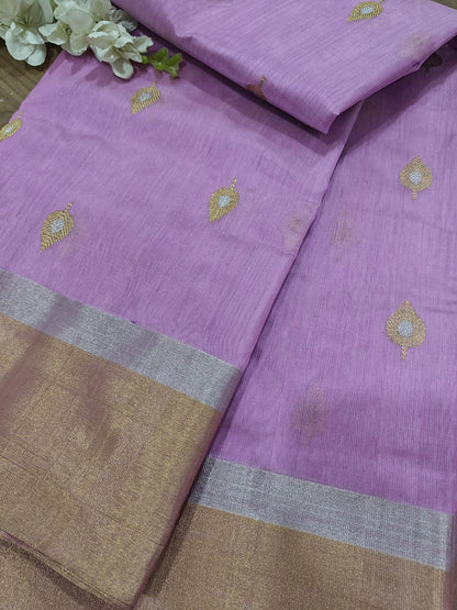Exquisite Purple Chanderi Handloom Pure Silk Sona Roopa Saree - Luxurion World