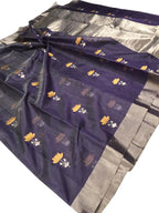 Elegant Purple Chanderi Silk Saree - Handloom Katan Silk - Luxurion World