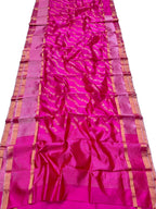 Exquisite Pink Chanderi Handloom Silk Saree - Luxurion World