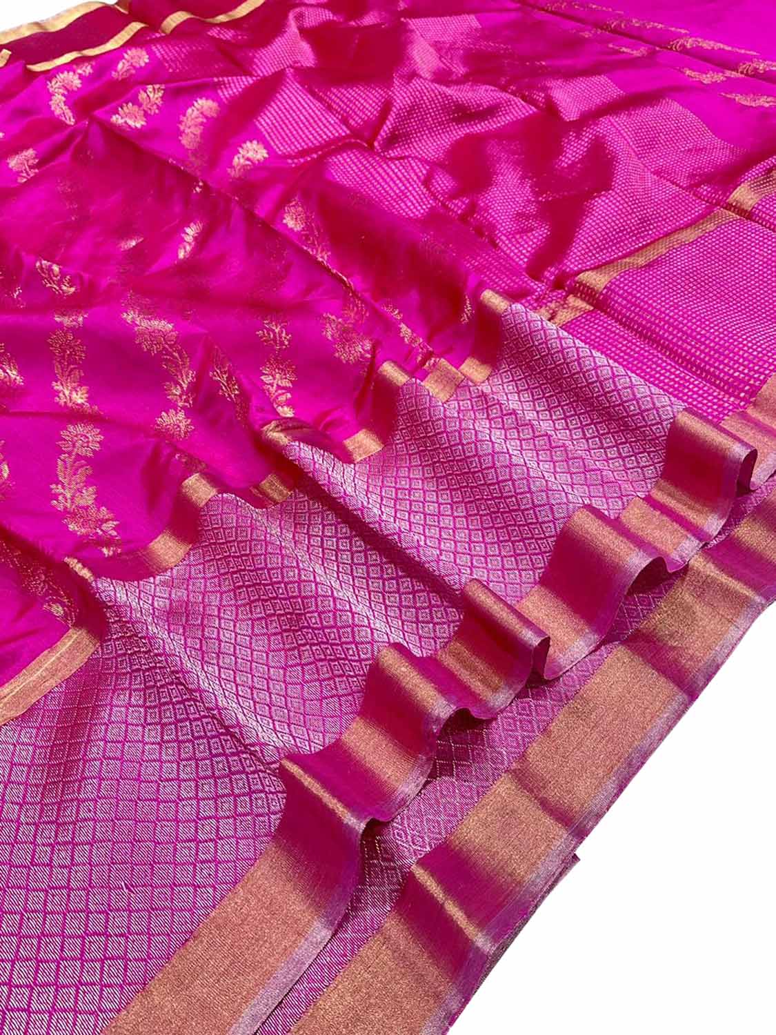 Exquisite Pink Chanderi Handloom Silk Saree - Luxurion World