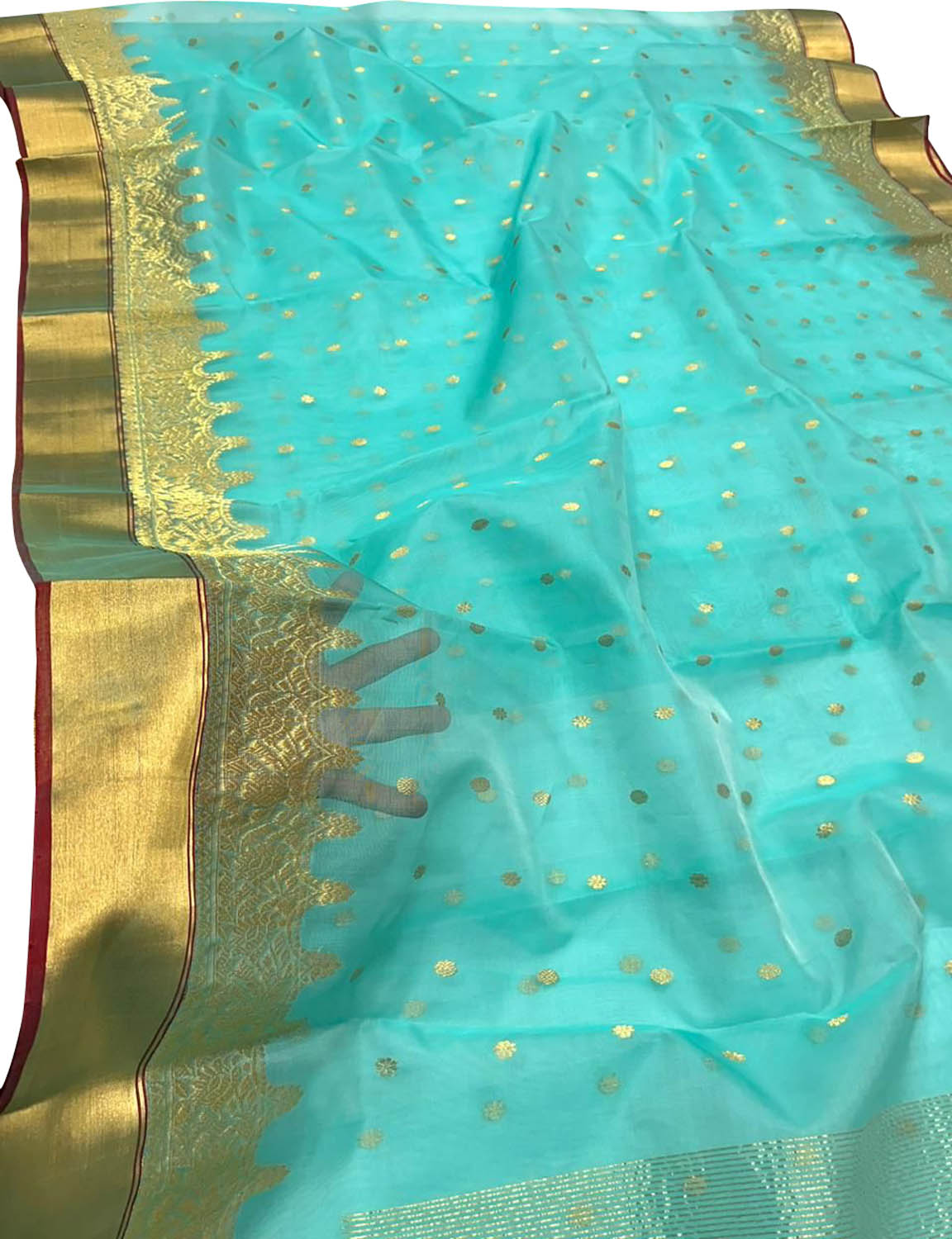 Blue Chanderi Handloom Pure Katan Silk Saree - Elegant and Timeless - Luxurion World