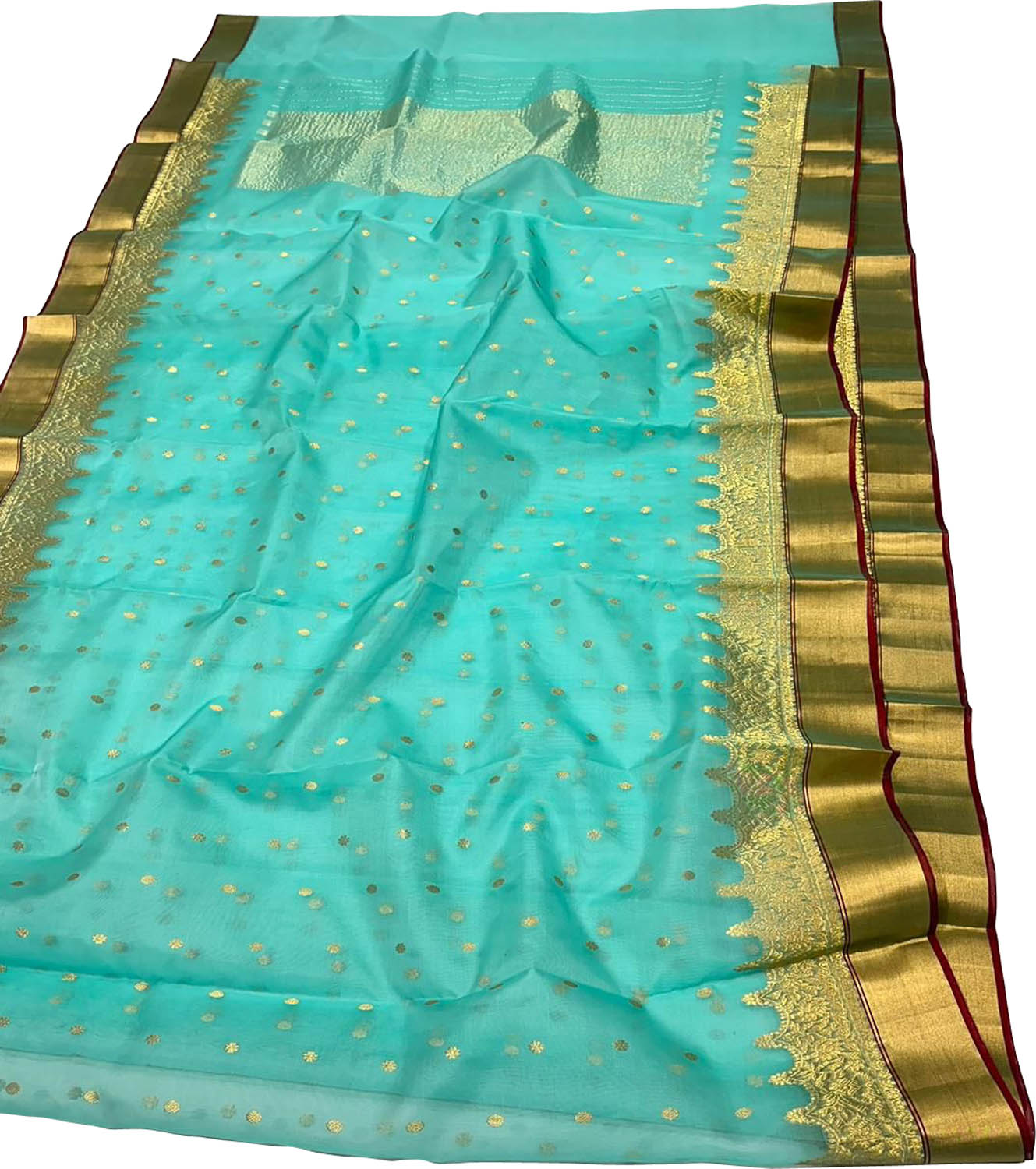 Blue Chanderi Handloom Pure Katan Silk Saree - Elegant and Timeless - Luxurion World