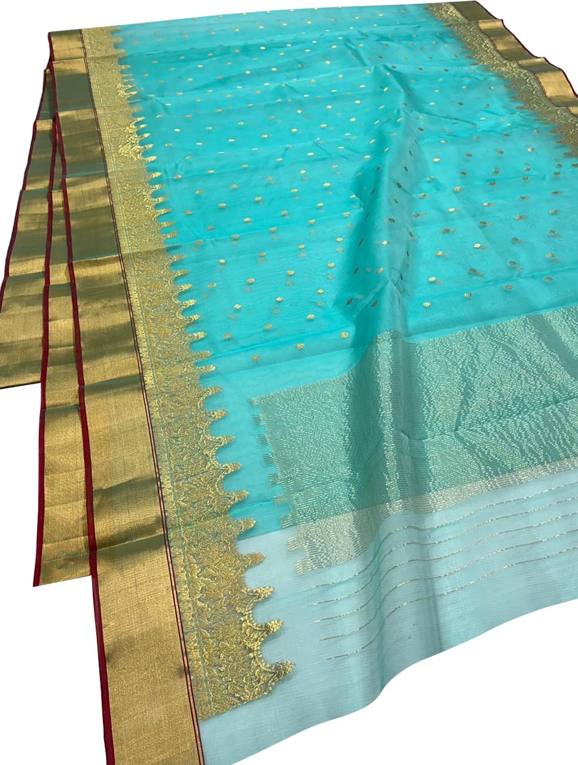 Blue Chanderi Handloom Pure Katan Silk Saree - Elegant and Timeless - Luxurion World