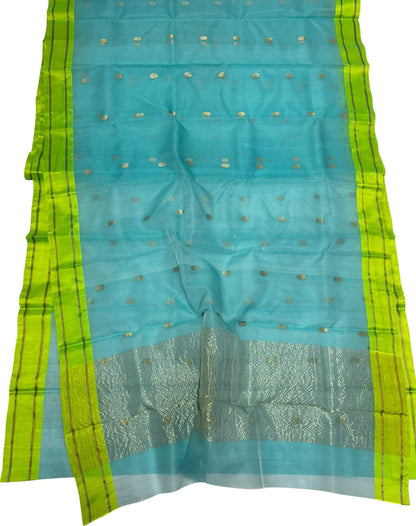 Blue Chanderi Handloom Pure Katan Silk Saree - Elegant and Timeless - Luxurion World