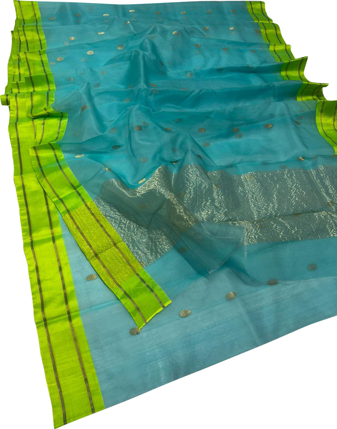 Blue Chanderi Handloom Pure Katan Silk Saree - Elegant and Timeless - Luxurion World