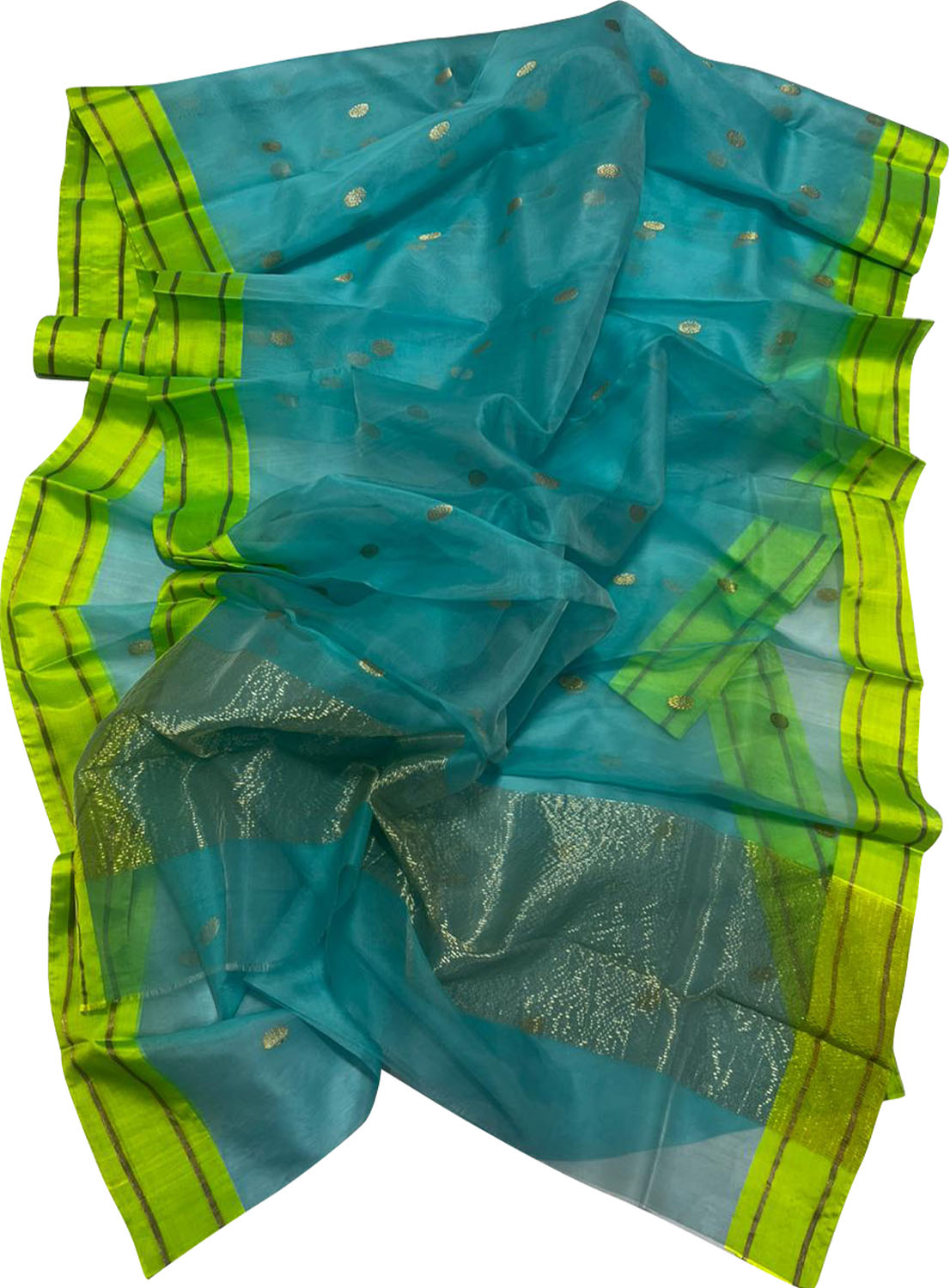 Blue Chanderi Handloom Pure Katan Silk Saree - Elegant and Timeless - Luxurion World
