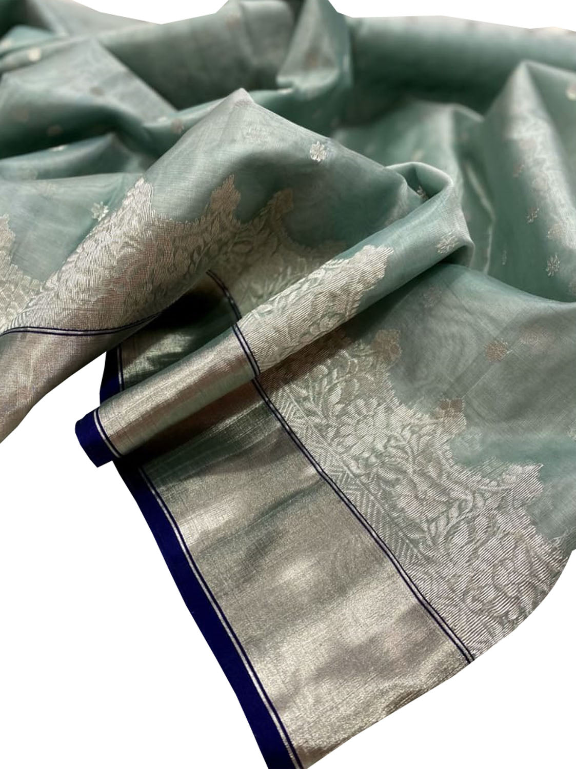 Green Chanderi Handloom Katan Organza Silk Saree: Pure Elegance - Luxurion World