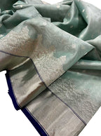 Green Chanderi Handloom Katan Organza Silk Saree: Pure Elegance - Luxurion World
