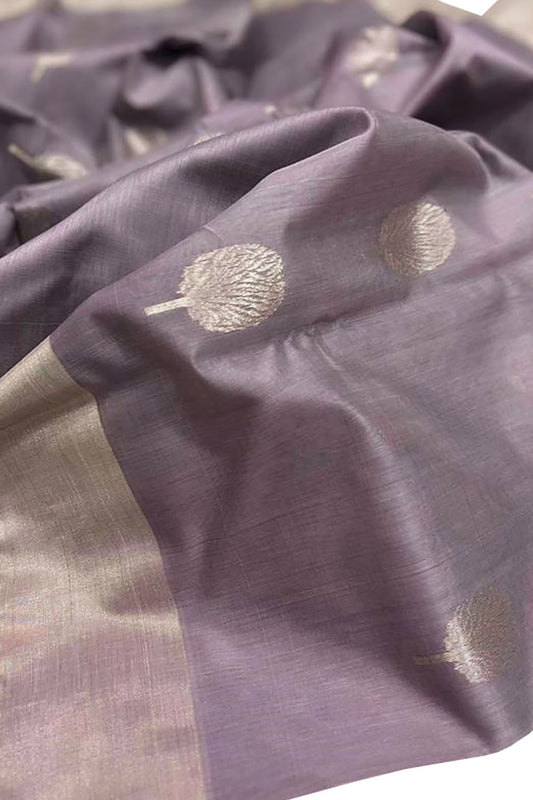 Graceful Grey Chanderi Handloom Silk Cotton Saree - Perfect for Any Occasion - Luxurion World