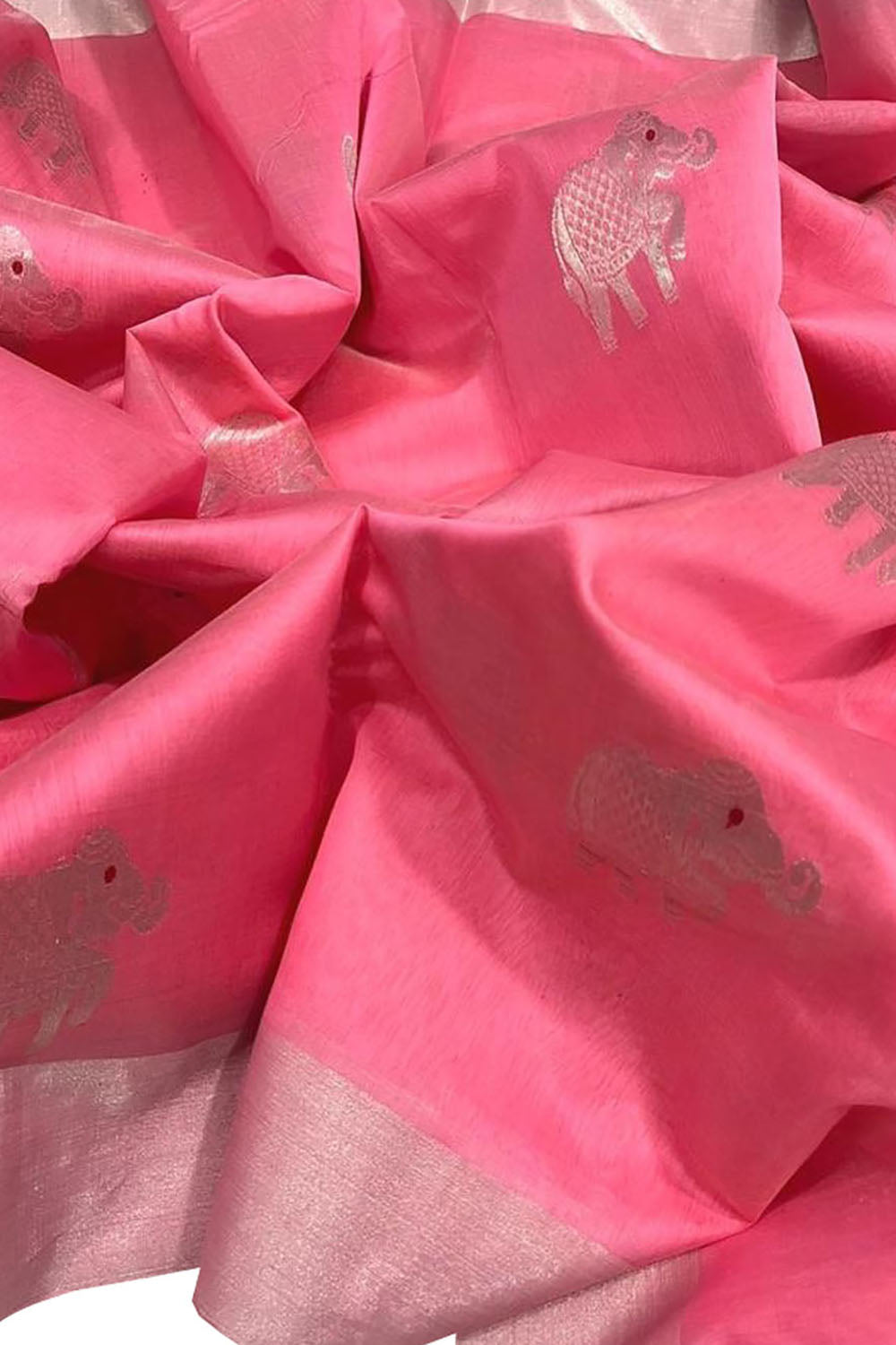 Stunning Pink Chanderi Handloom Silk Cotton Saree - Perfect for Any Occasion! - Luxurion World
