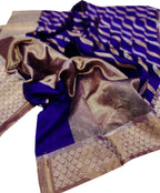 Blue Chanderi Handloom Pure Silk Saree - Luxurion World