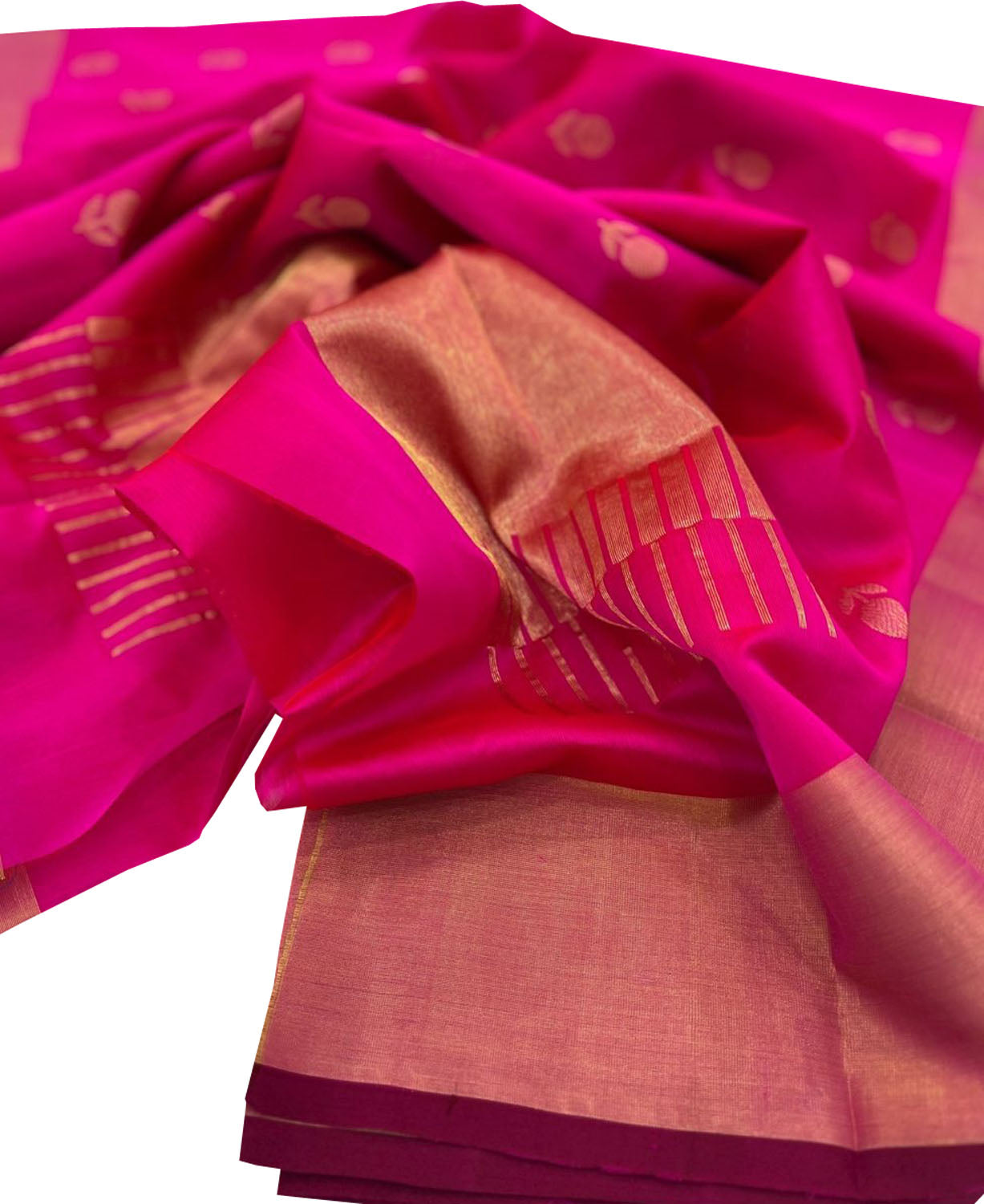 Pink Chanderi Handloom Pure Silk Saree - Luxurion World