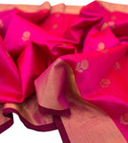 Pink Chanderi Handloom Pure Silk Saree - Luxurion World