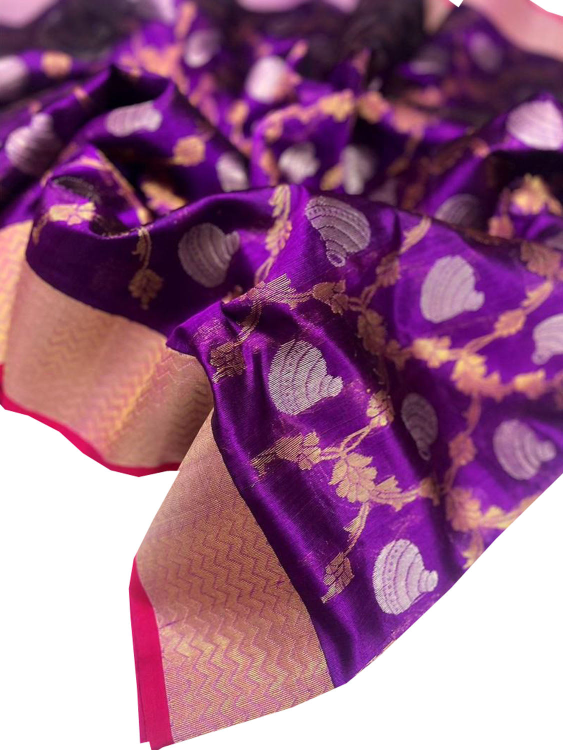 Purple Chanderi Handloom Pure Silk Saree - Luxurion World