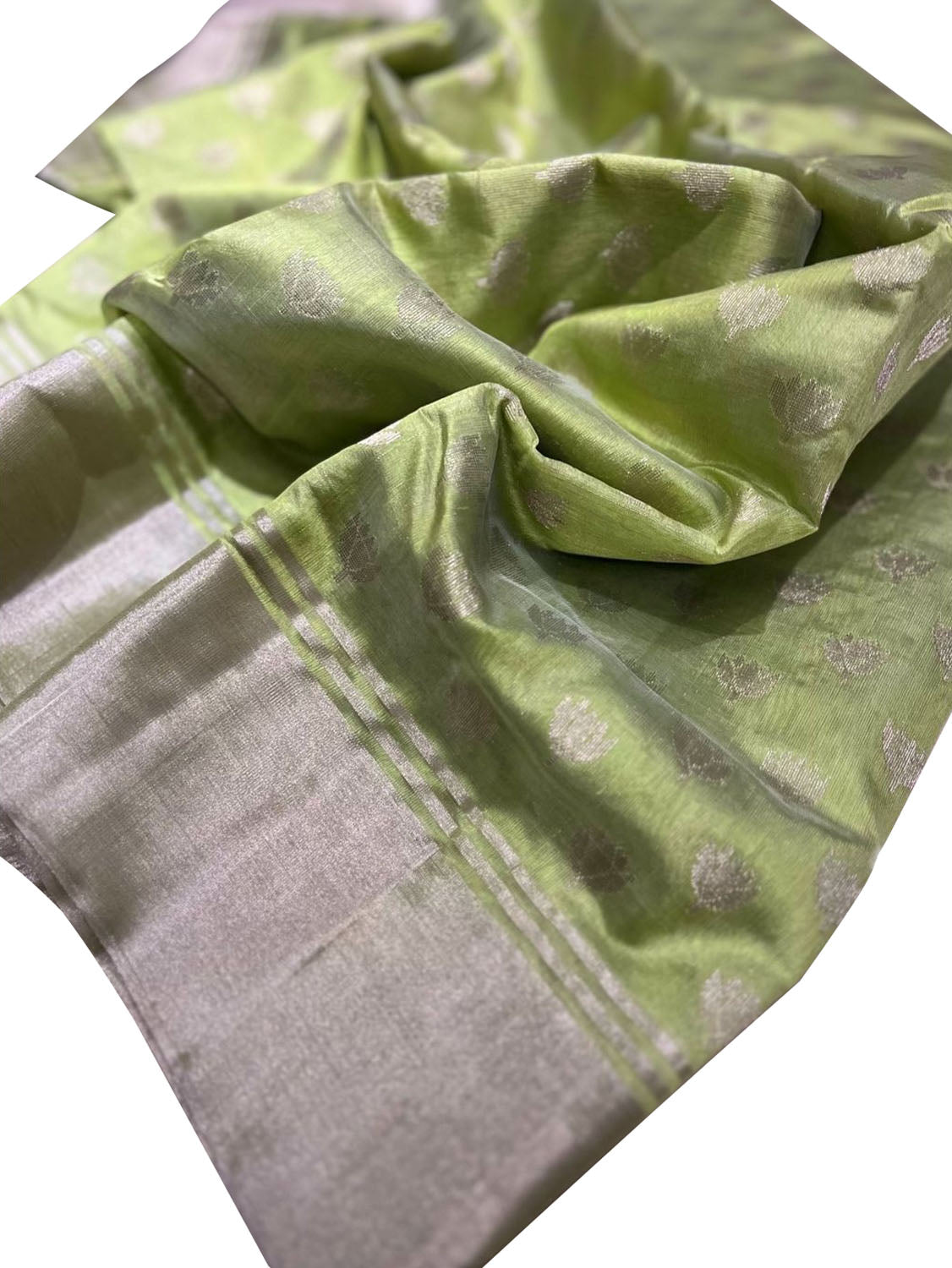 Green Chanderi Handloom Pure Silk Saree - Luxurion World