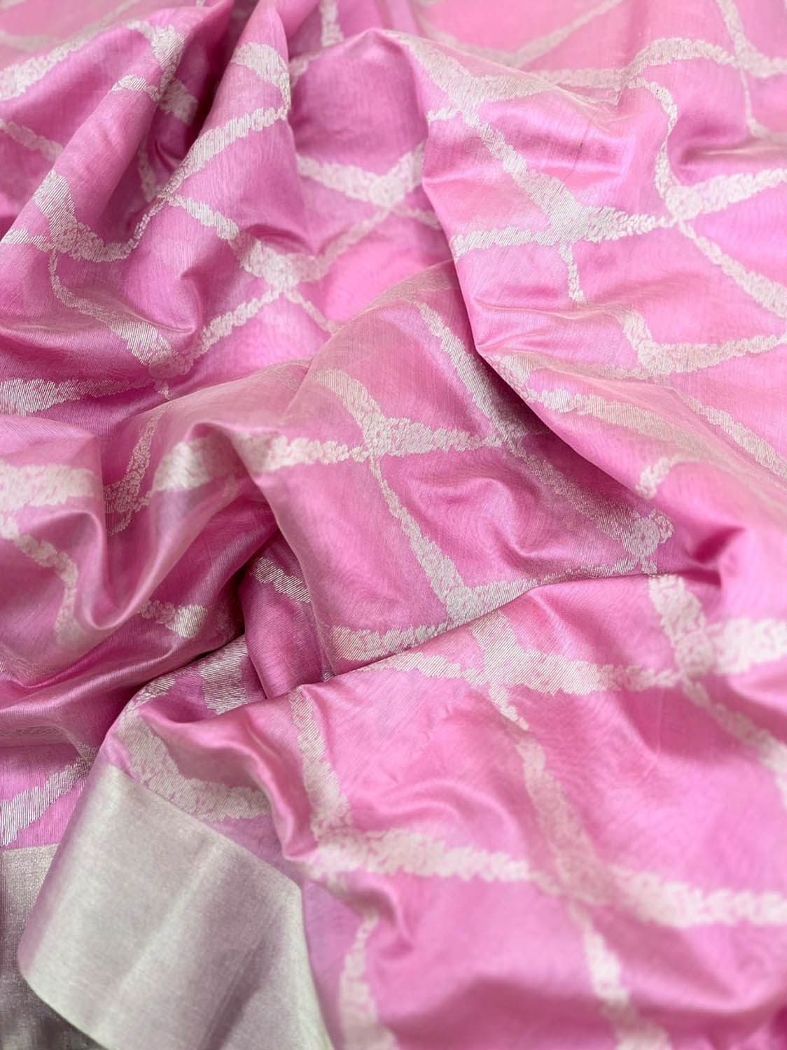Pink Chanderi Handloom Pure Silk Saree - Luxurion World