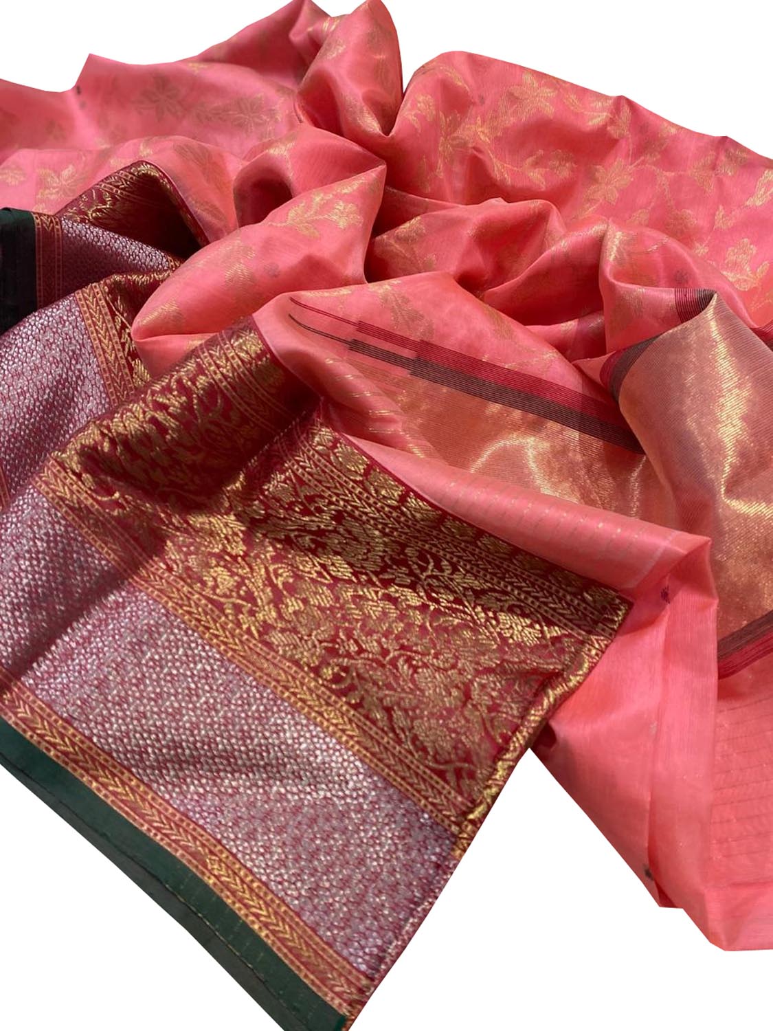 Pink Chanderi Handloom Pure Silk Saree - Luxurion World