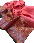 Pink Chanderi Handloom Pure Silk Saree - Luxurion World