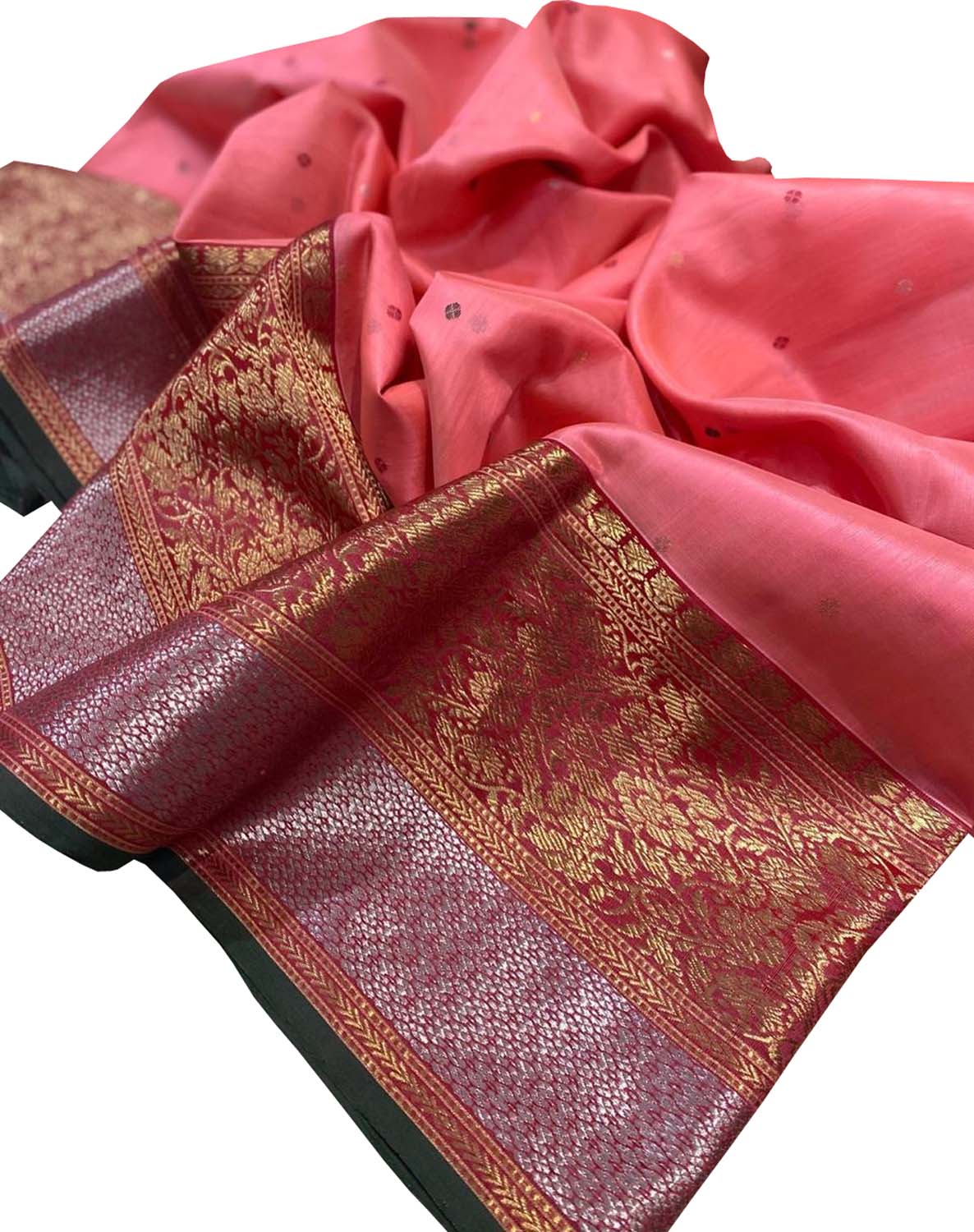 Pink Chanderi Handloom Pure Silk Saree - Luxurion World