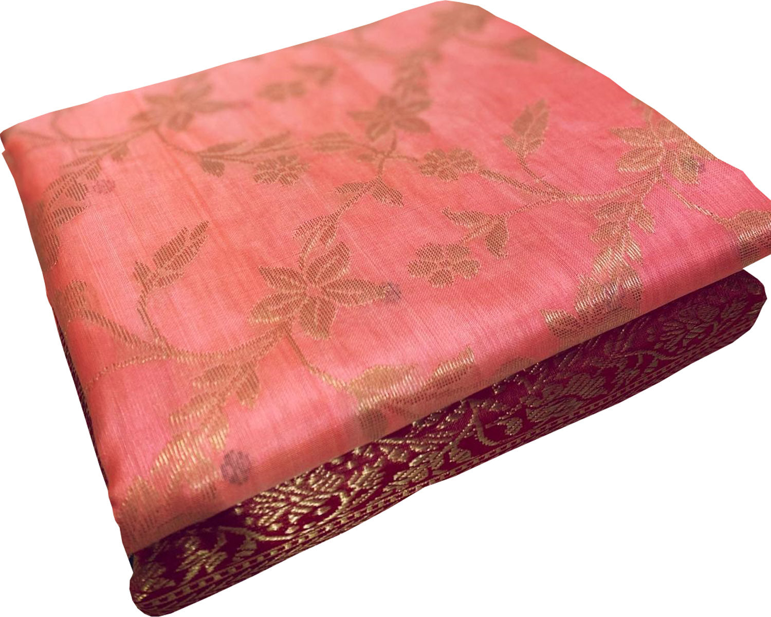 Pink Chanderi Handloom Pure Silk Saree - Luxurion World