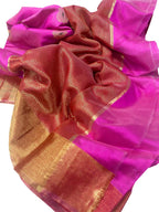 Pink Chanderi Handloom Pure Silk Saree - Luxurion World
