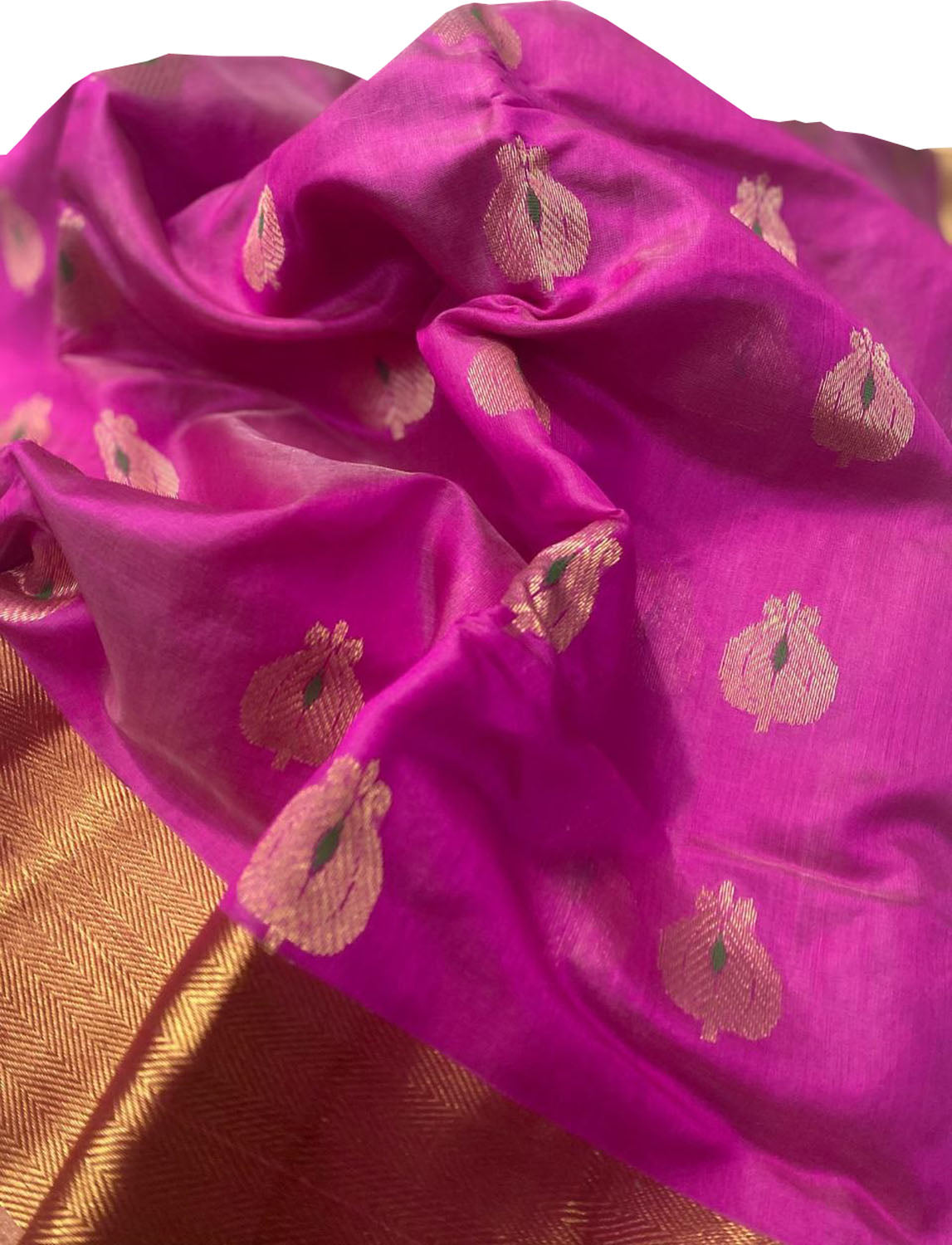 Pink Chanderi Handloom Pure Silk Saree - Luxurion World
