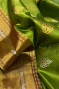 Green Chanderi Handloom Pure Silk Meenakari Saree - Luxurion World