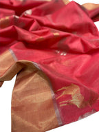 Pink Chanderi Handloom Pure Silk Deer Design Saree - Luxurion World