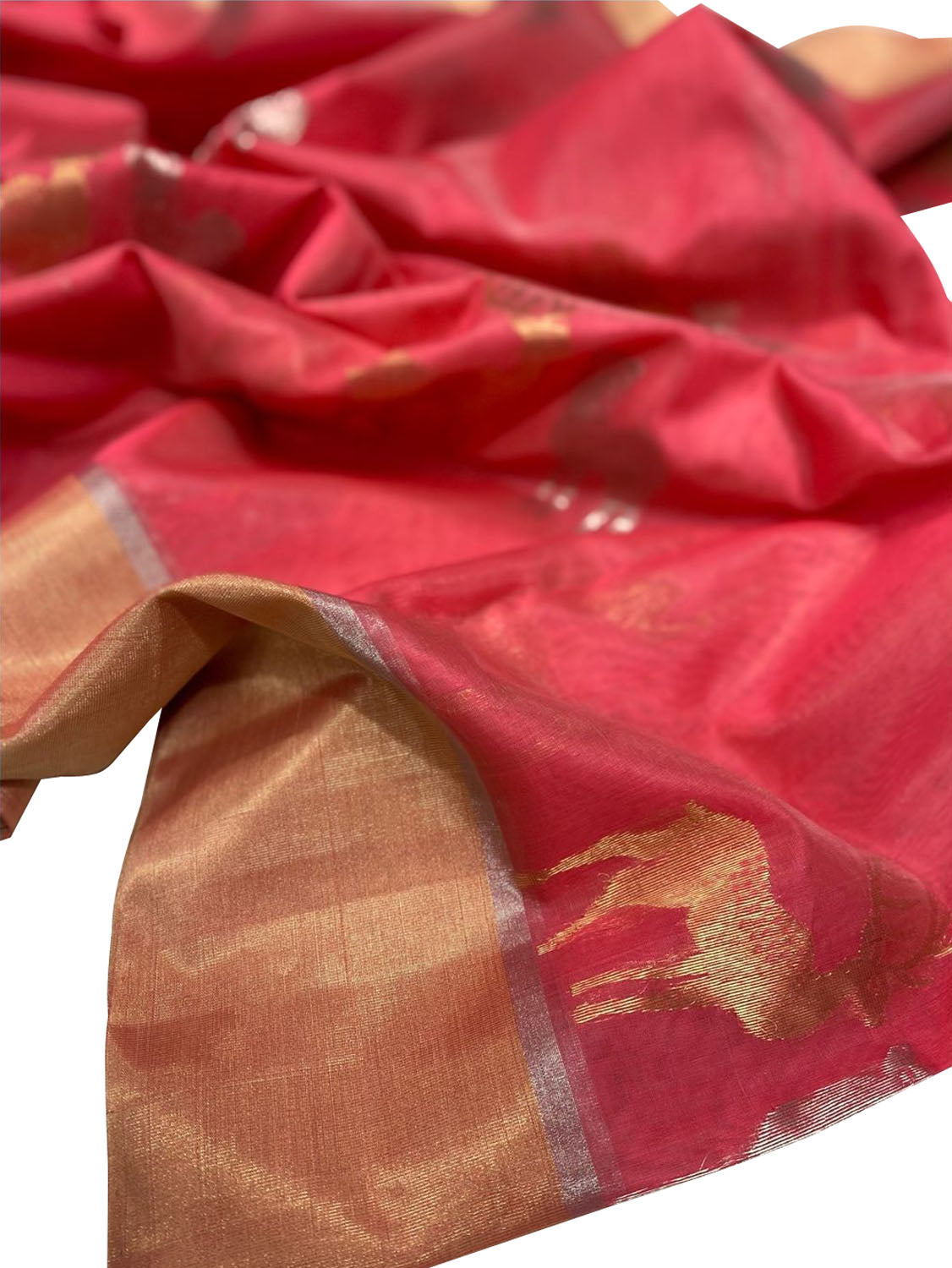 Pink Chanderi Handloom Pure Silk Deer Design Saree - Luxurion World