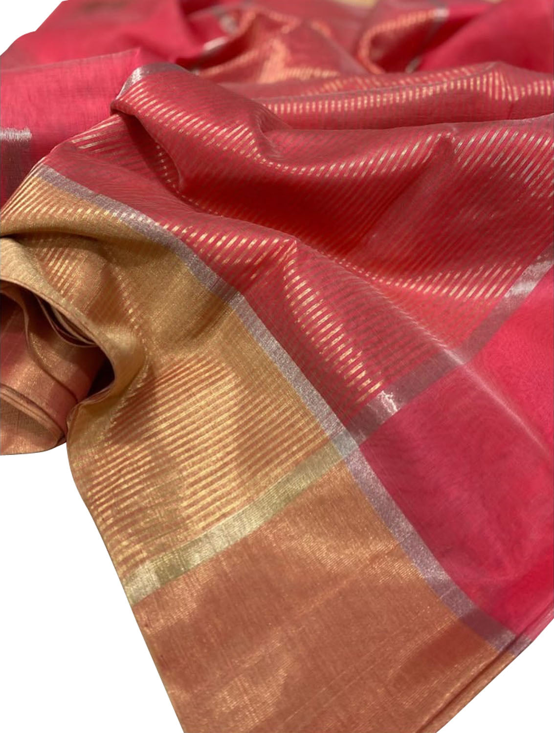 Pink Chanderi Handloom Pure Silk Deer Design Saree - Luxurion World