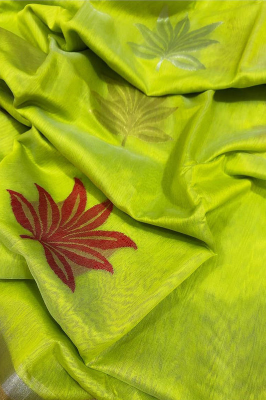 Exquisite Green Chanderi Handloom Silk Saree: A Timeless Elegance - Luxurion World