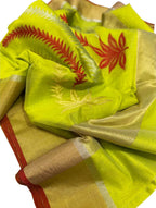 Exquisite Green Chanderi Handloom Silk Saree: A Timeless Elegance - Luxurion World