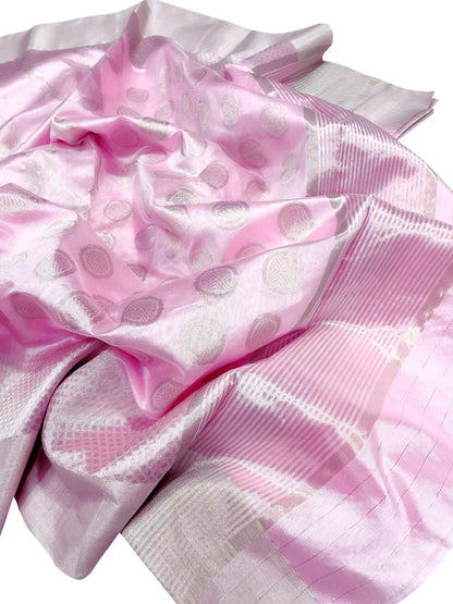 Elegant Pink Chanderi Handloom Pure Silk Saree - Luxurion World