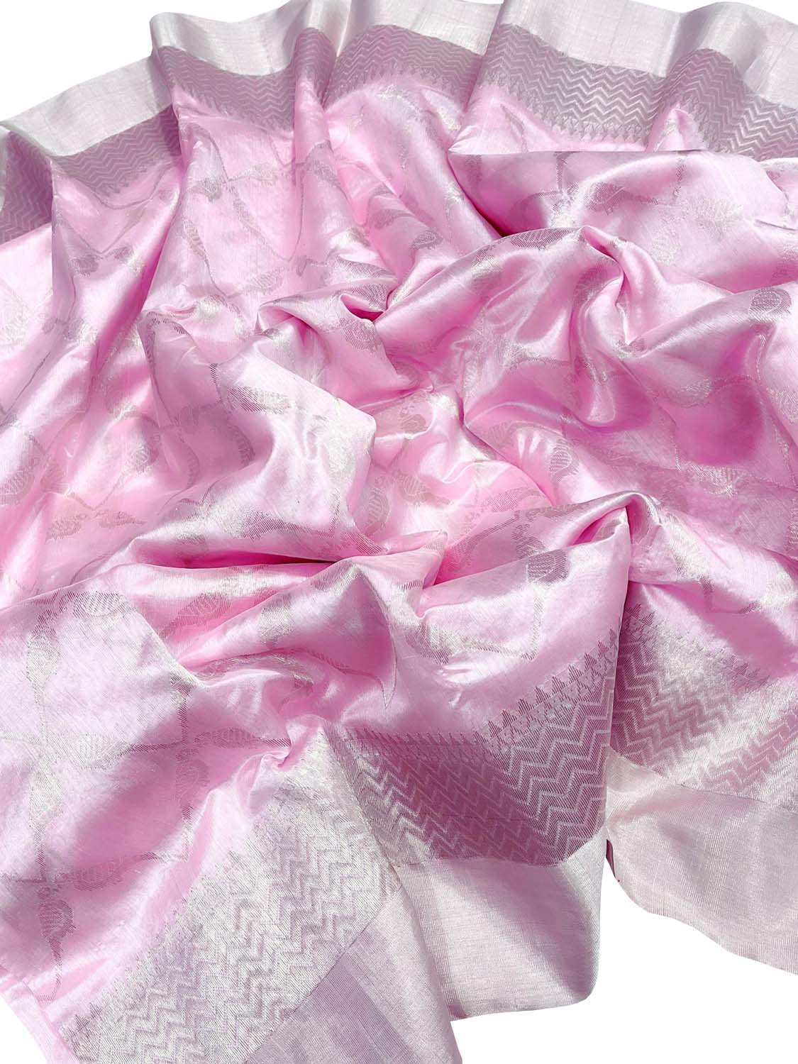 Elegant Pink Chanderi Handloom Pure Silk Saree - Luxurion World