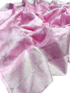 Elegant Pink Chanderi Handloom Pure Silk Saree - Luxurion World