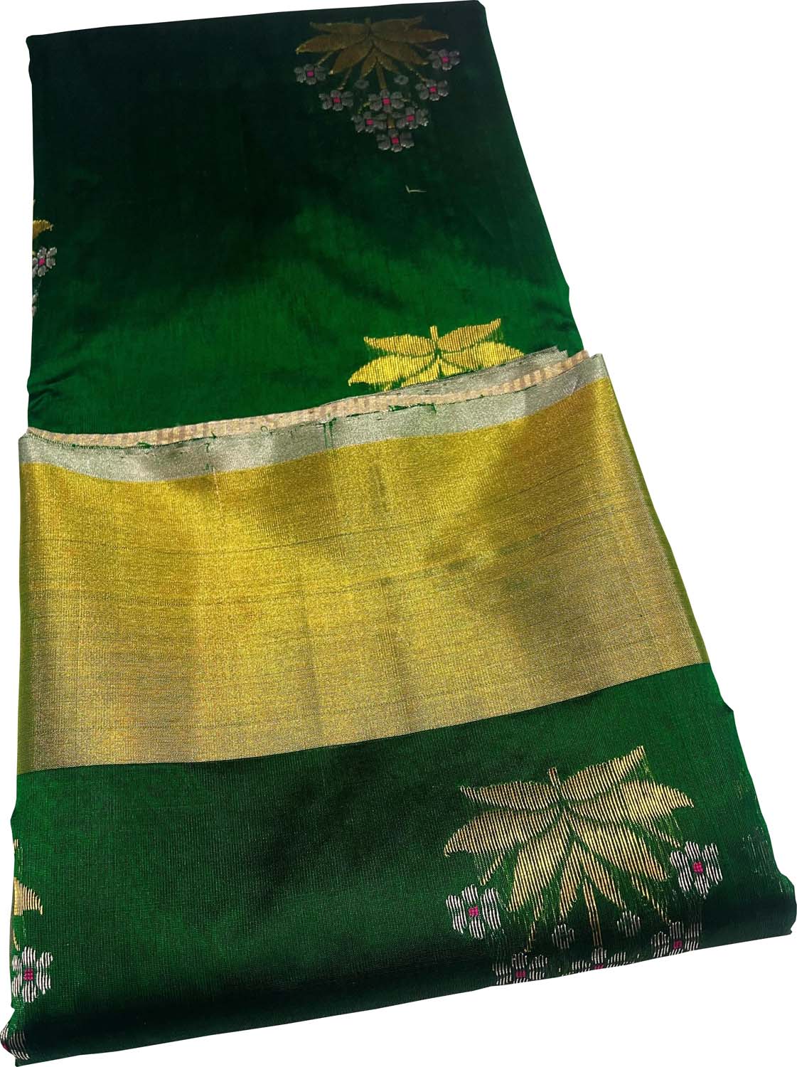 Exquisite Green Chanderi Handloom Pure Silk Saree: Timeless Elegance - Luxurion World