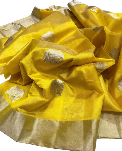 Exquisite Yellow Chanderi Handloom Pure Silk Saree: A Timeless Elegance - Luxurion World