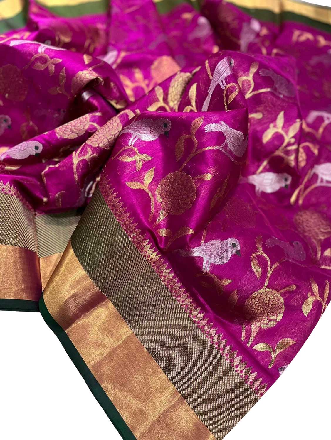 Elegant Pink Chanderi Handloom Pure Silk Saree - Luxurion World