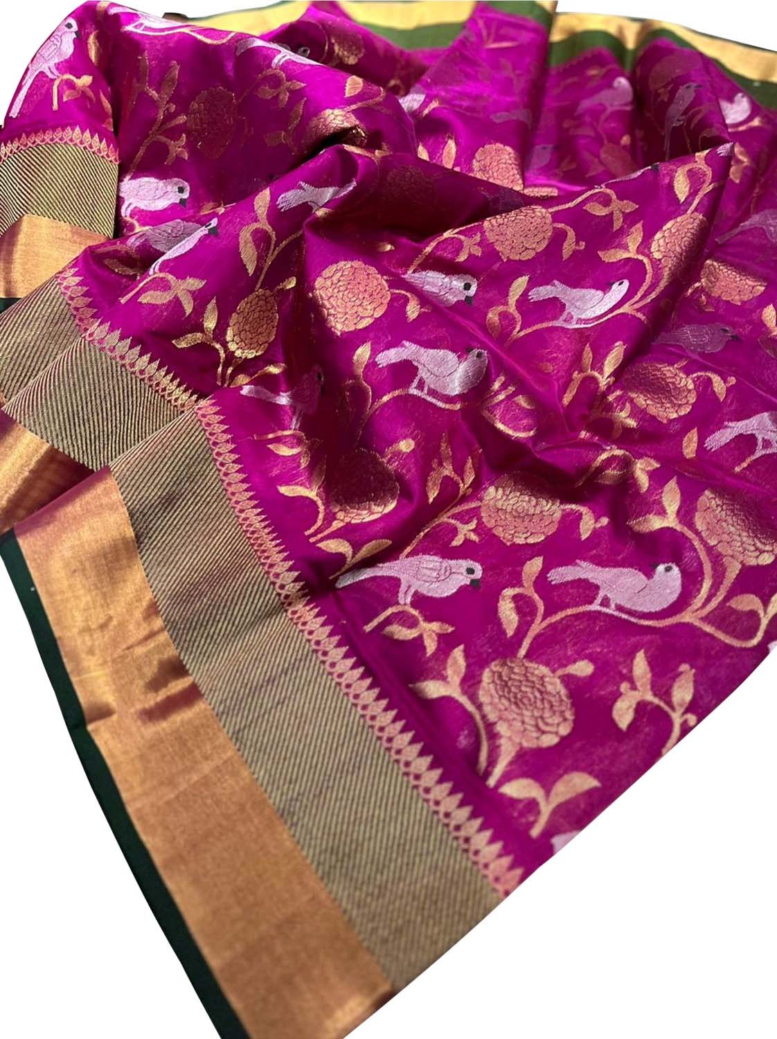 Elegant Pink Chanderi Handloom Pure Silk Saree - Luxurion World