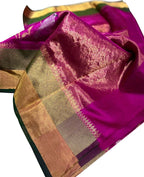 Elegant Pink Chanderi Handloom Pure Silk Saree - Luxurion World