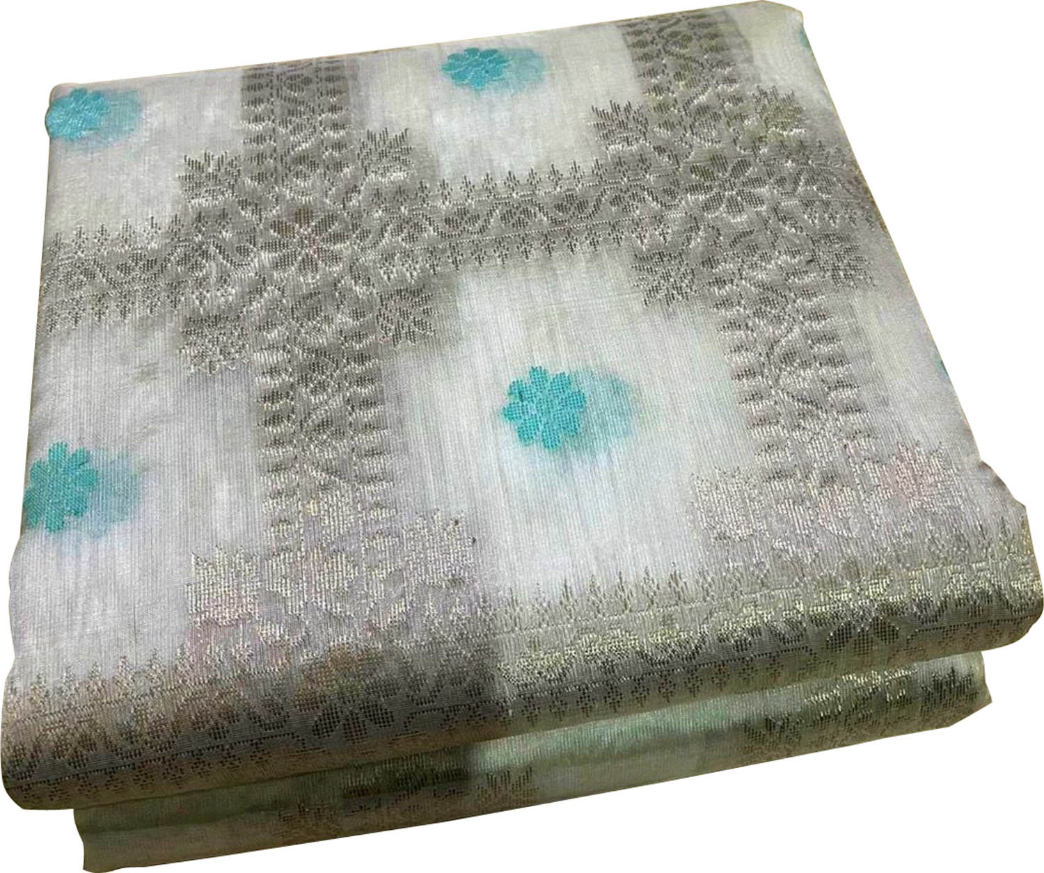Elegant Off White Chanderi Handloom Silk Saree - Luxurion World