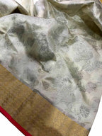 Elegant Off White Chanderi Handloom Silk Saree - Luxurion World