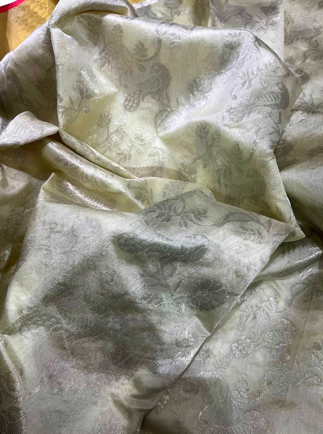 Elegant Off White Chanderi Handloom Silk Saree - Luxurion World