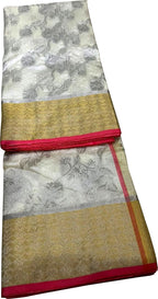 Elegant Off White Chanderi Handloom Silk Saree - Luxurion World