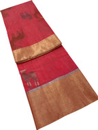 Elegant Pink Chanderi Handloom Silk Cotton Saree - Luxurion World