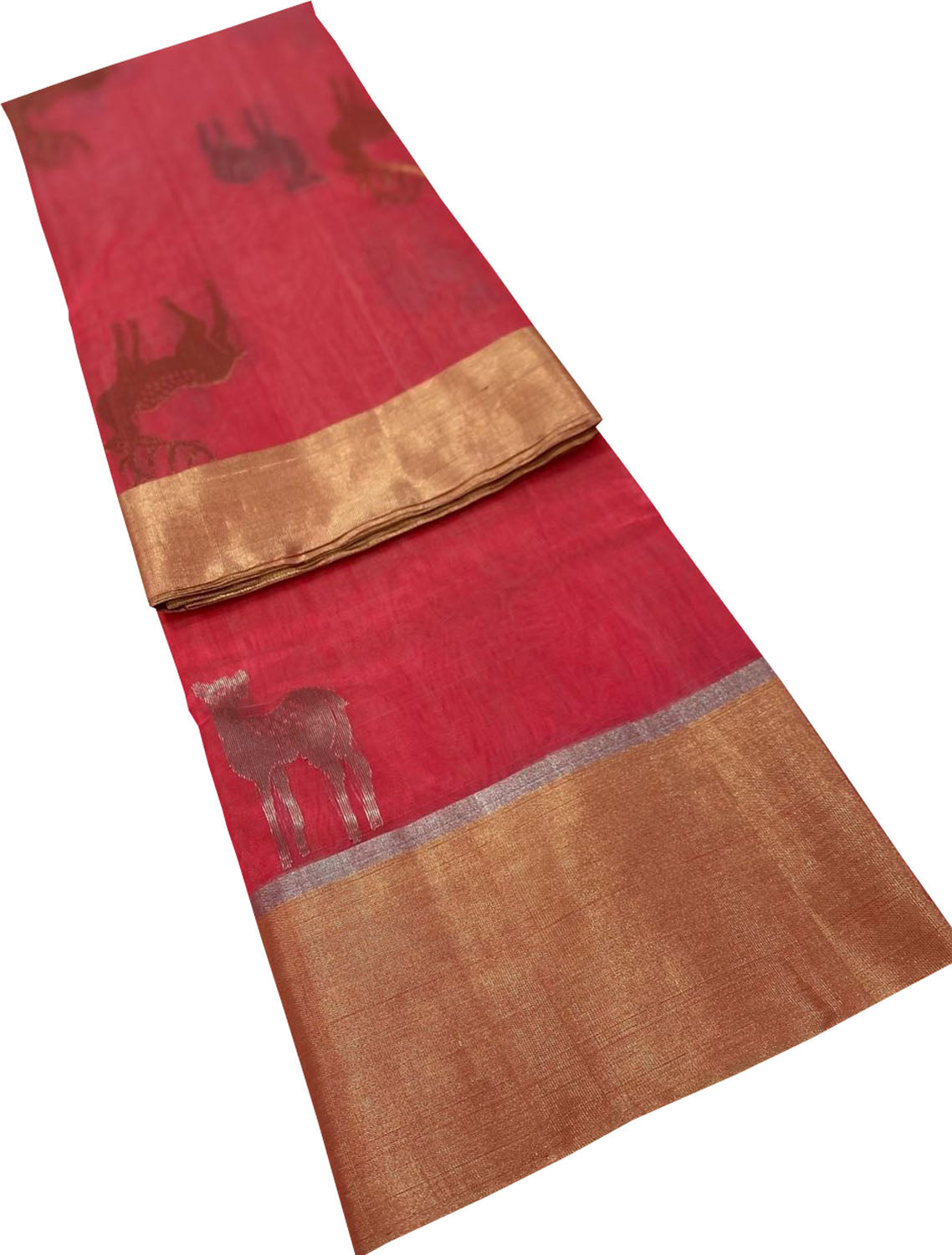 Elegant Pink Chanderi Handloom Silk Cotton Saree - Luxurion World