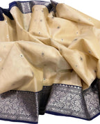 Elegant Pastel Chanderi Handloom Pure Katan Organza Silk Saree - Luxurion World