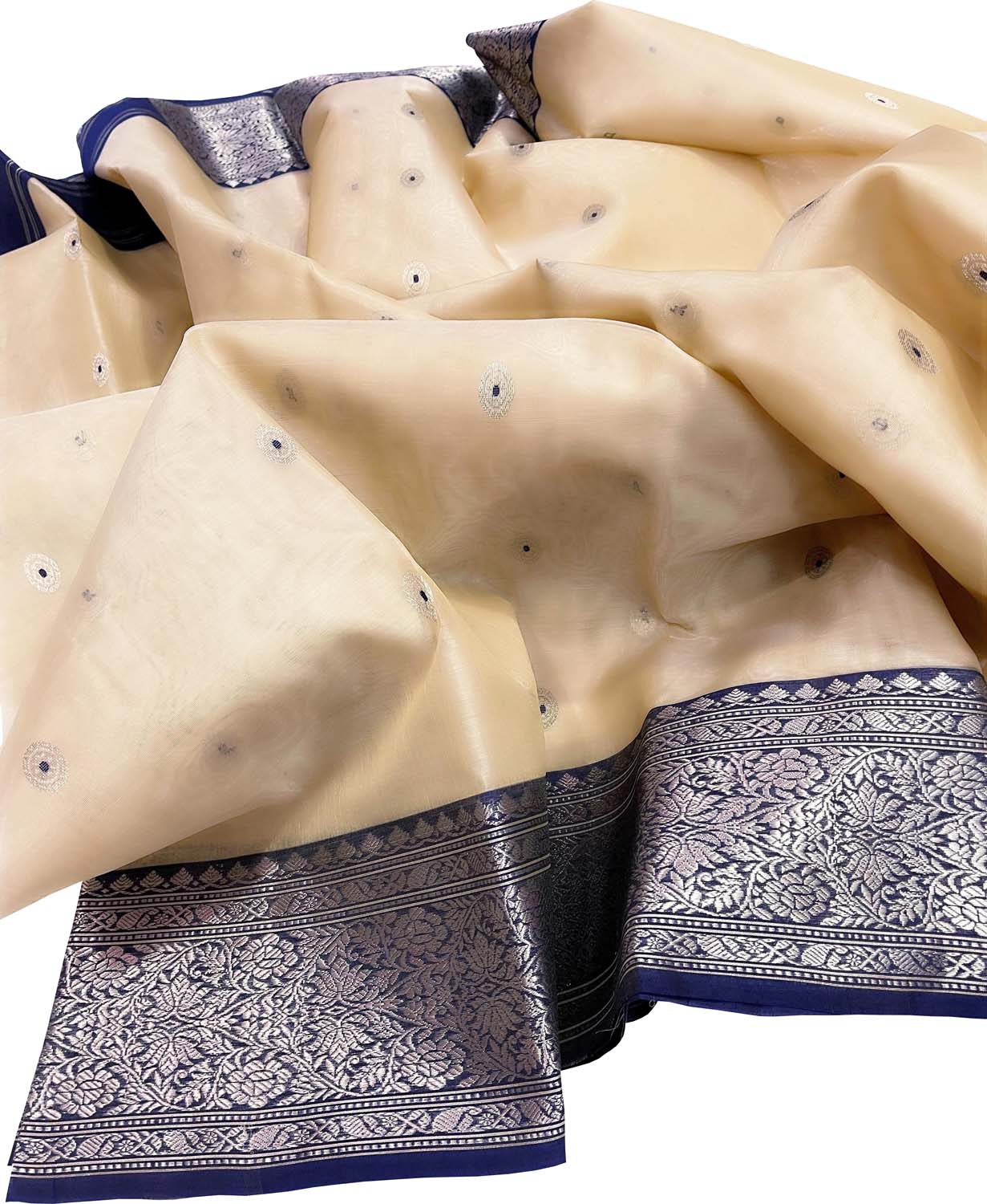 Elegant Pastel Chanderi Handloom Pure Katan Organza Silk Saree - Luxurion World